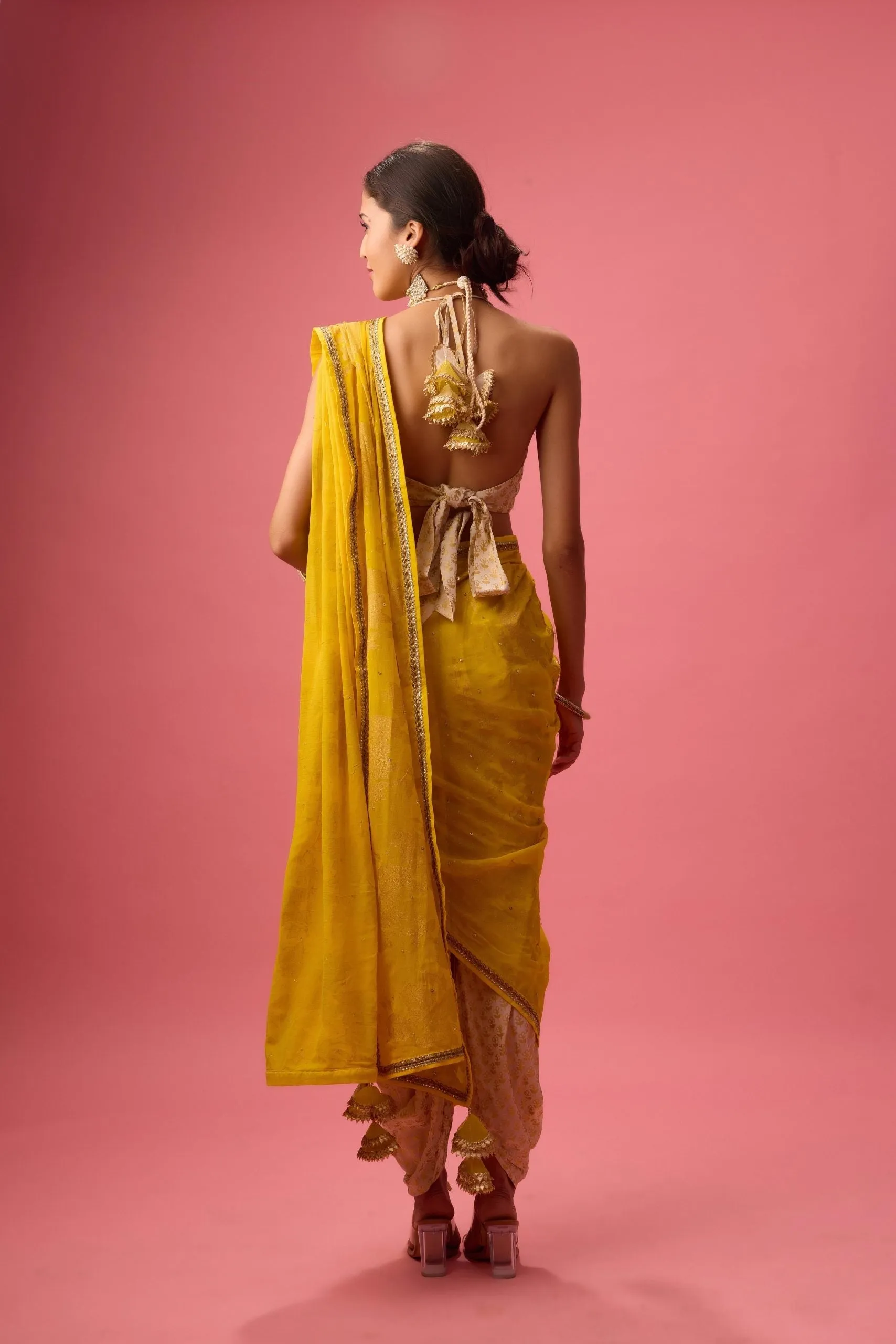 Crepe dhoti saree