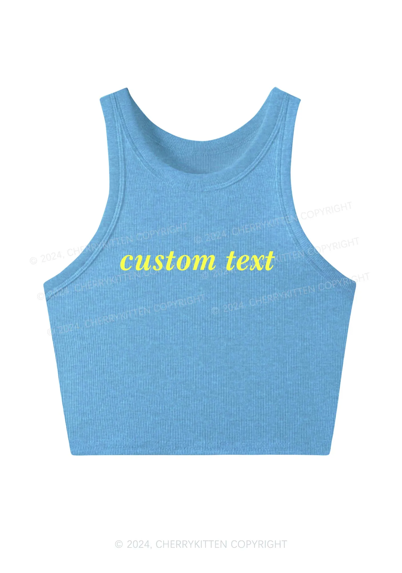 Custom Text Y2K Crop Tank Top Cherrykitten