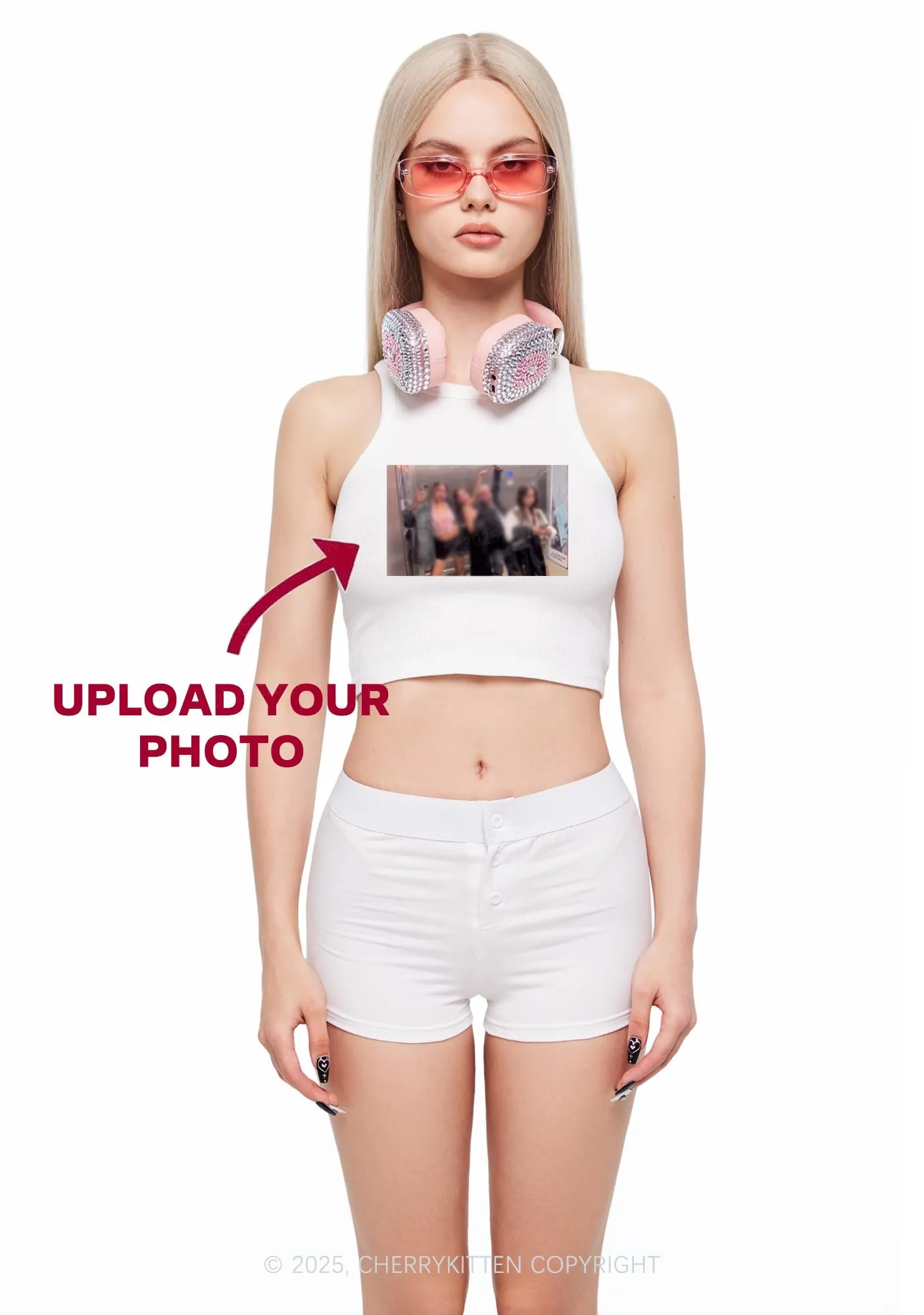 Custom Text Y2K Crop Tank Top Cherrykitten
