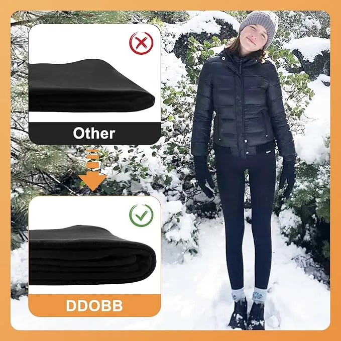 DDOBB Thermal Leggings Women High Waist Fleece Lined Winter Black Sports Leggings Workout Warm Yoga Pants Tights Running Hiking Gym