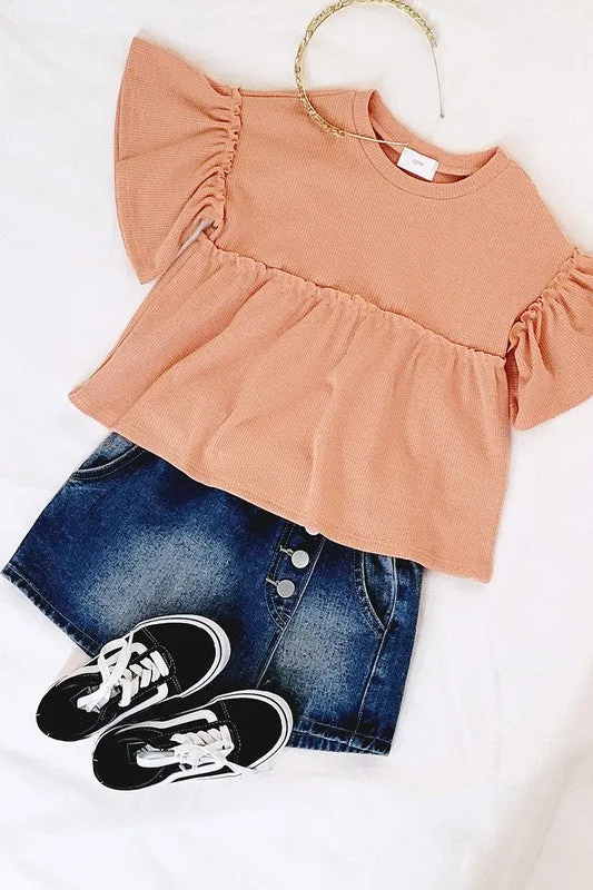 Denim Elastic Waisted Denim Skorts