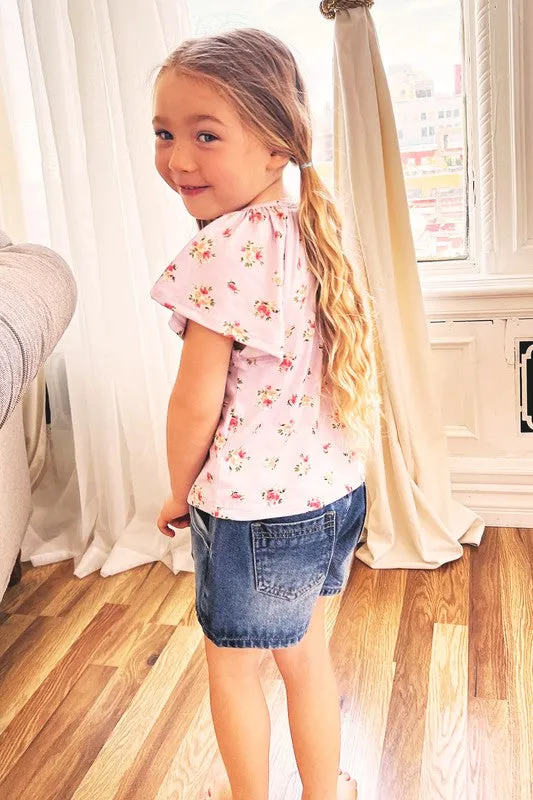 Denim Elastic Waisted Denim Skorts