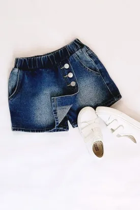 Denim Elastic Waisted Denim Skorts