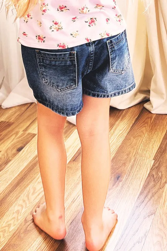 Denim Elastic Waisted Denim Skorts