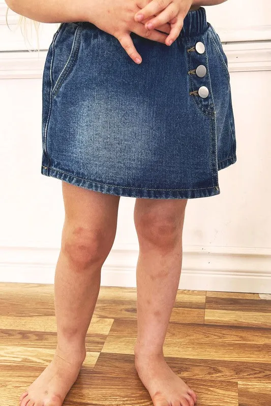 Denim Elastic Waisted Denim Skorts