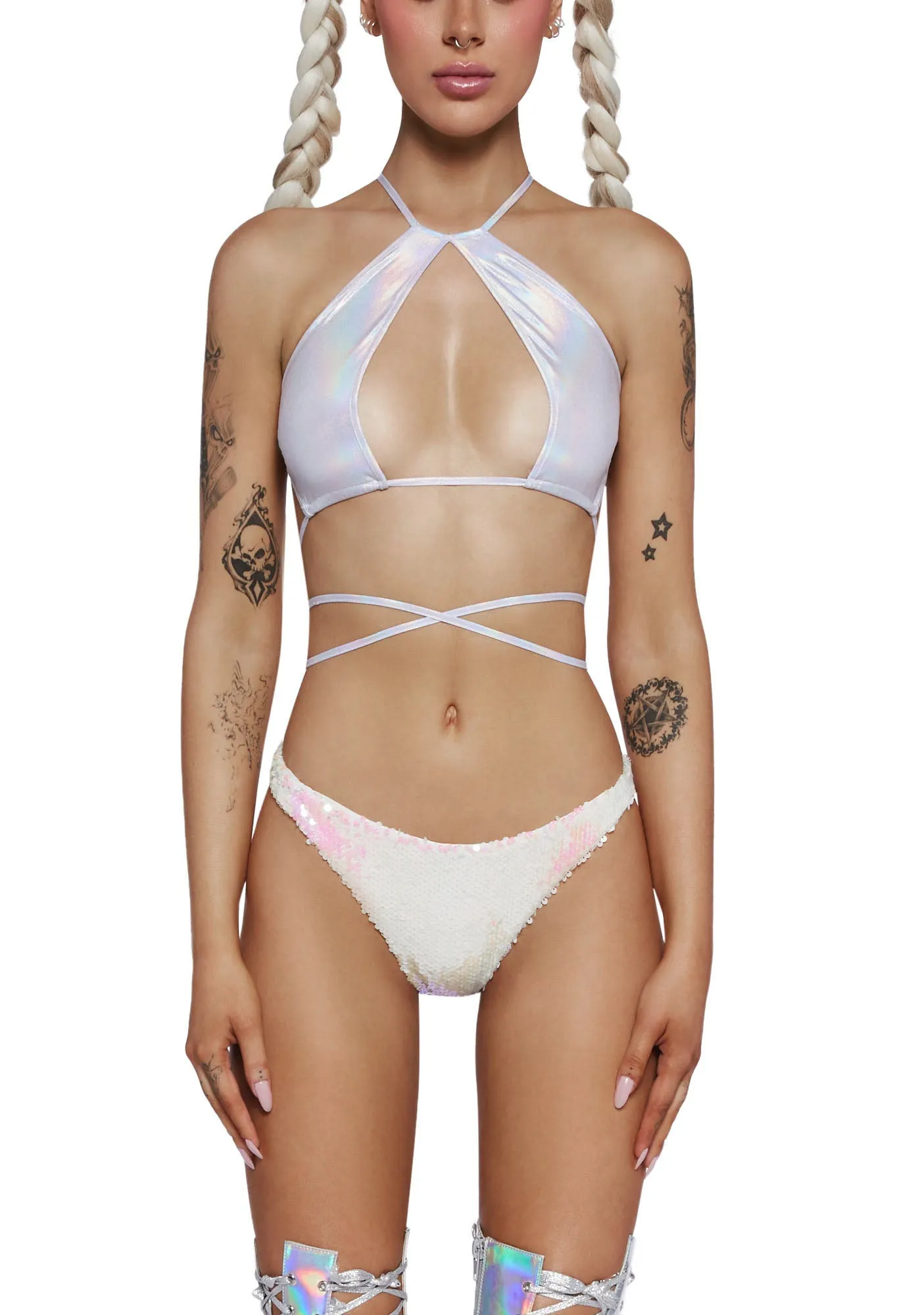 Disco Inferno Bra Top - Silver