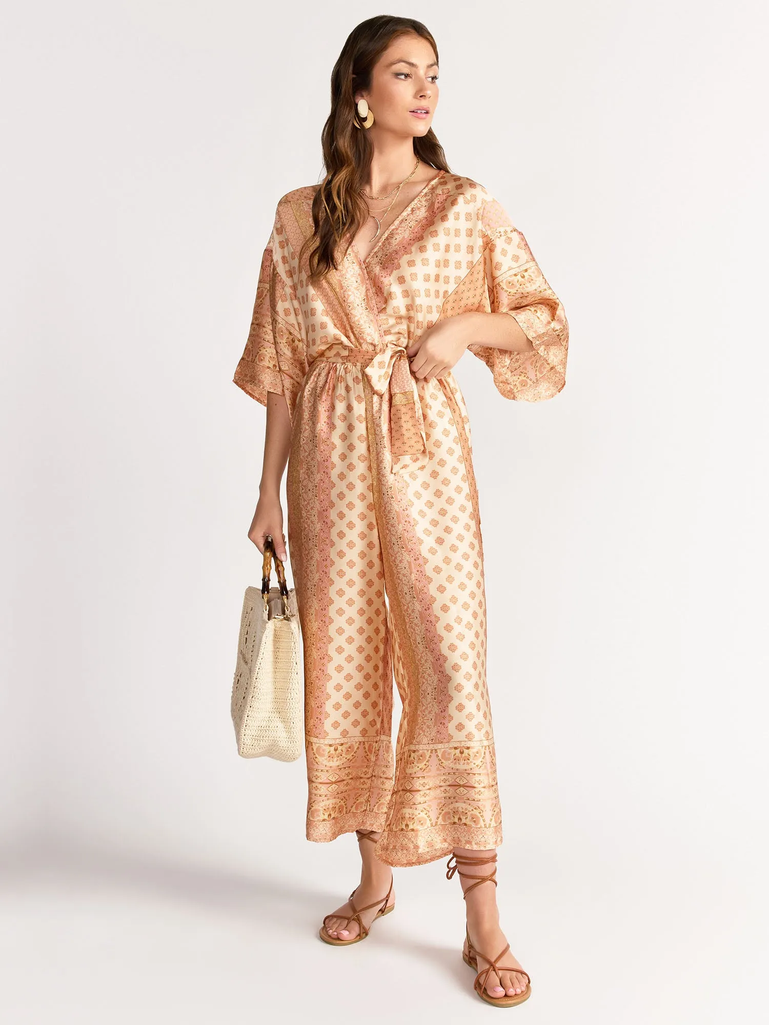 Dress Forum Paisley Border Print Satin Jumpsuit - Brands We Love
