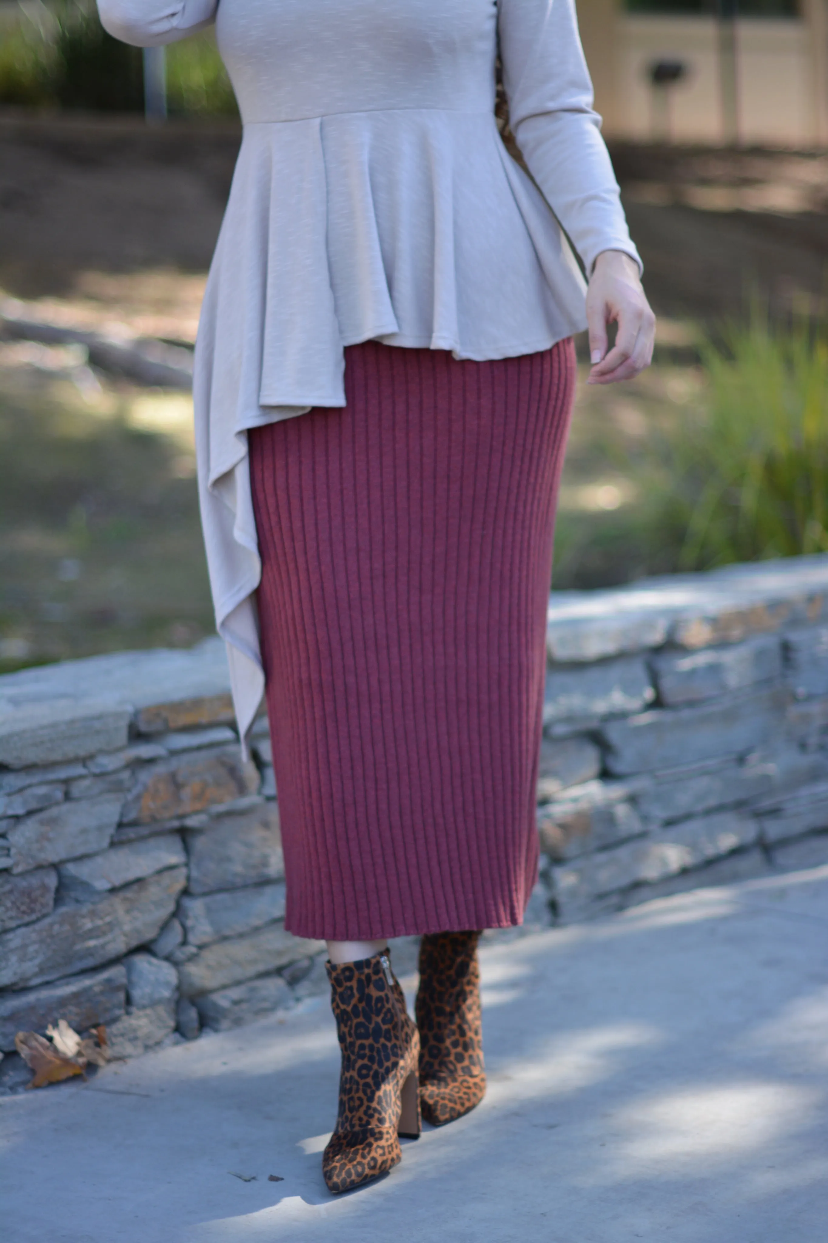 Dress It Up Ribbed Pencil Skirt