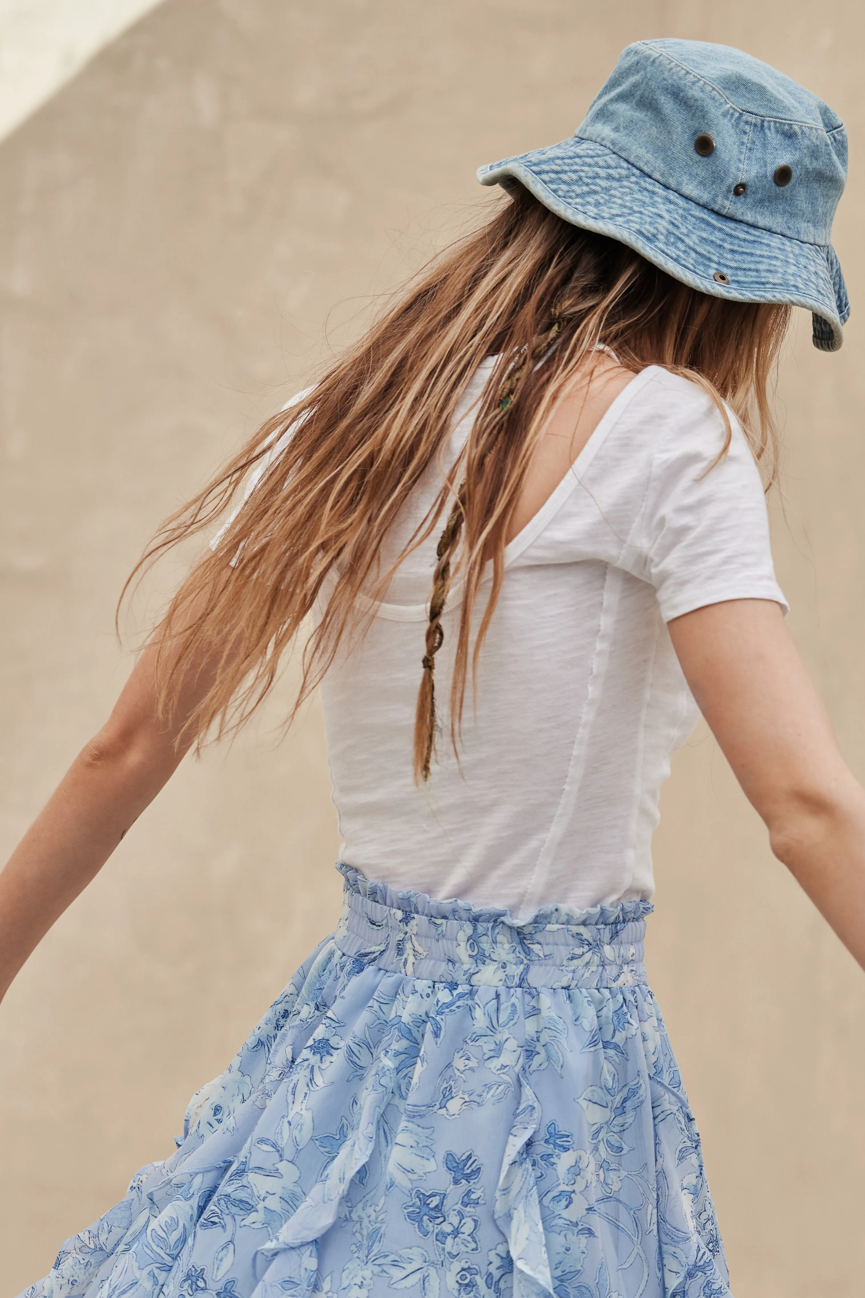 Easy Fit Exposed-Seam Cotton Slub Layered Tee