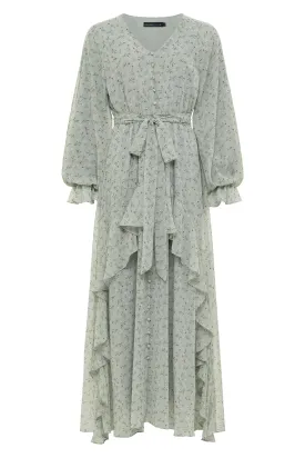 Elise Vintage Maxi Dress - Blue Floral