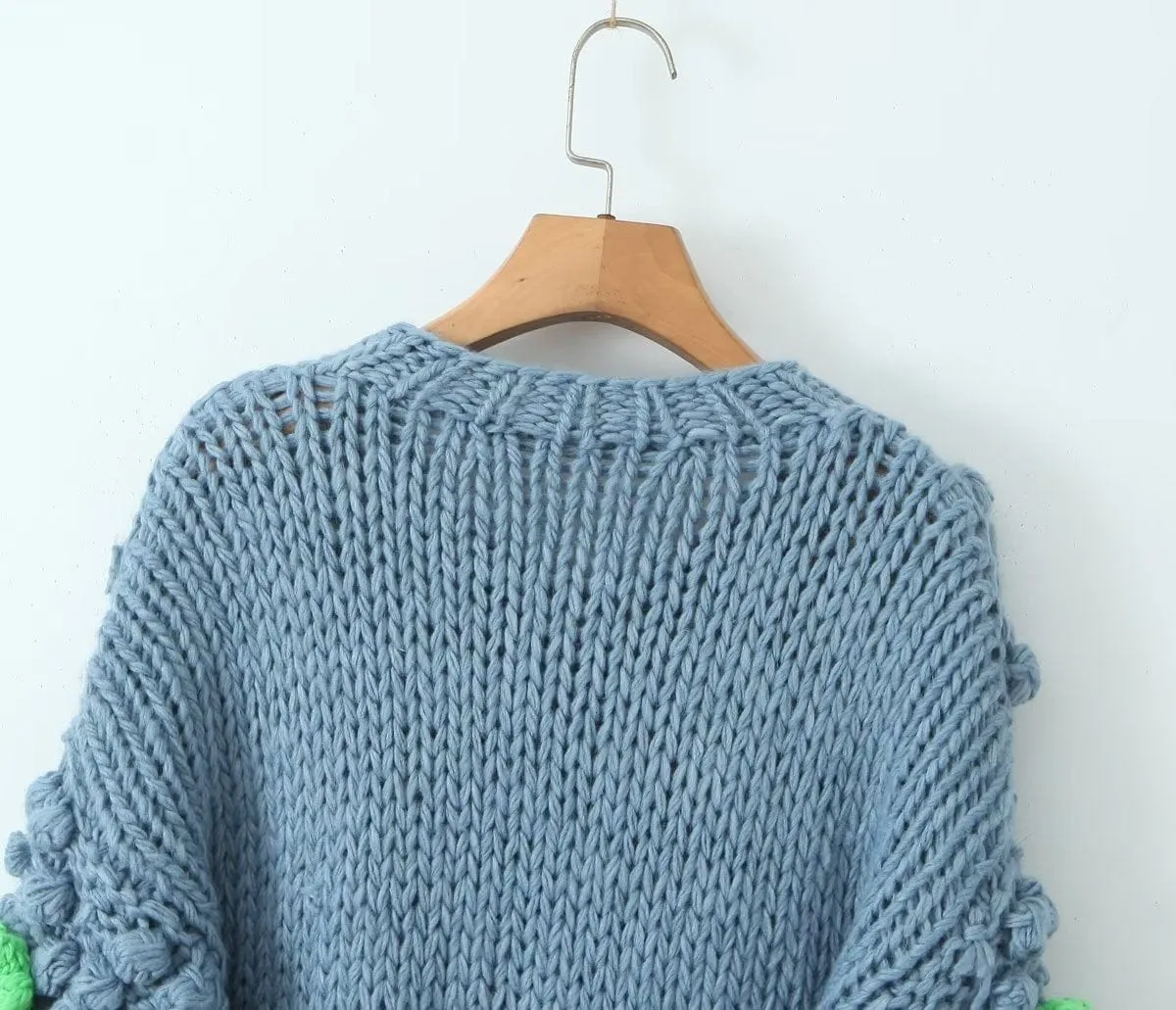 Embroidered Knitted Flowers Cardigan