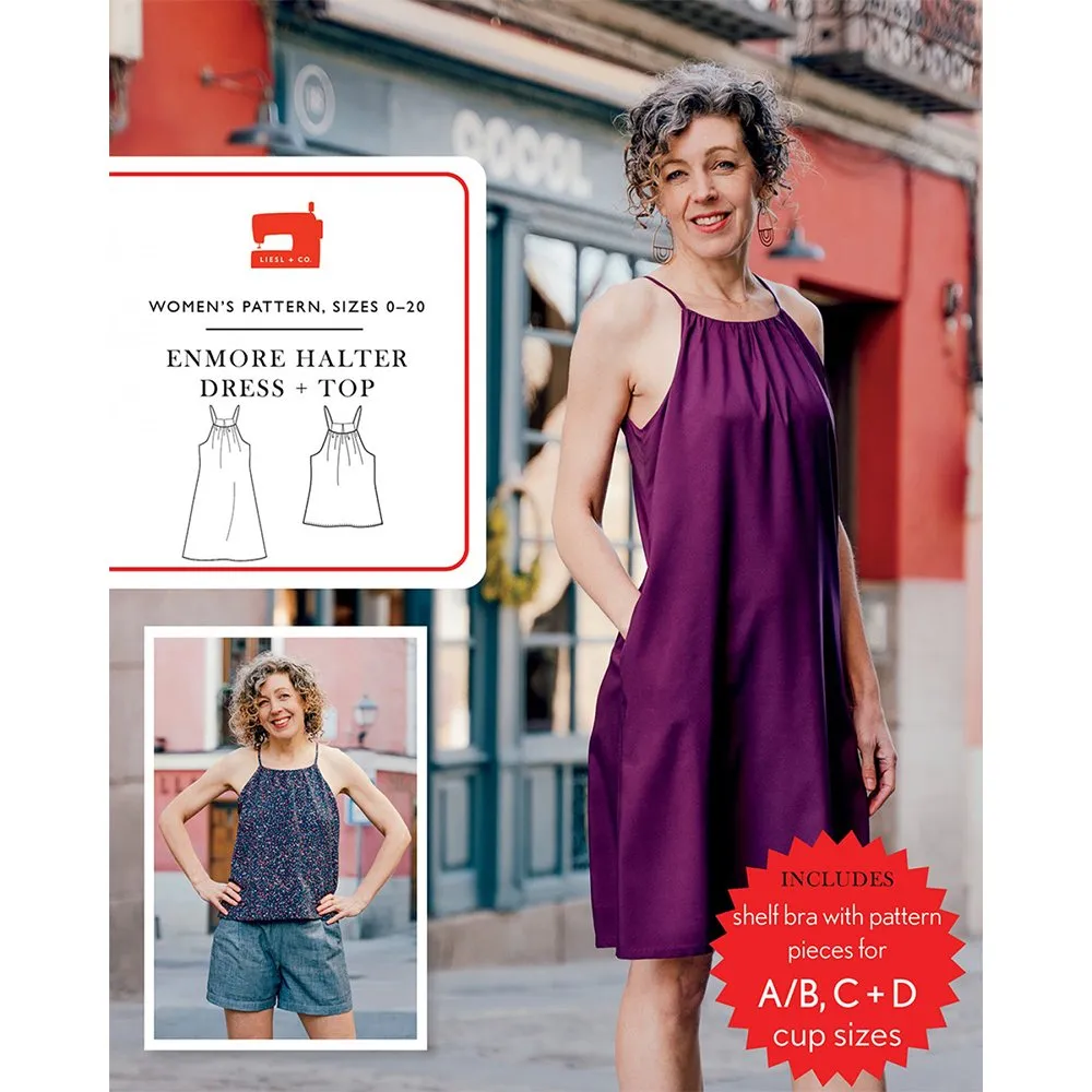Enmore Halter Dress and Top Pattern, Liesl & Co.