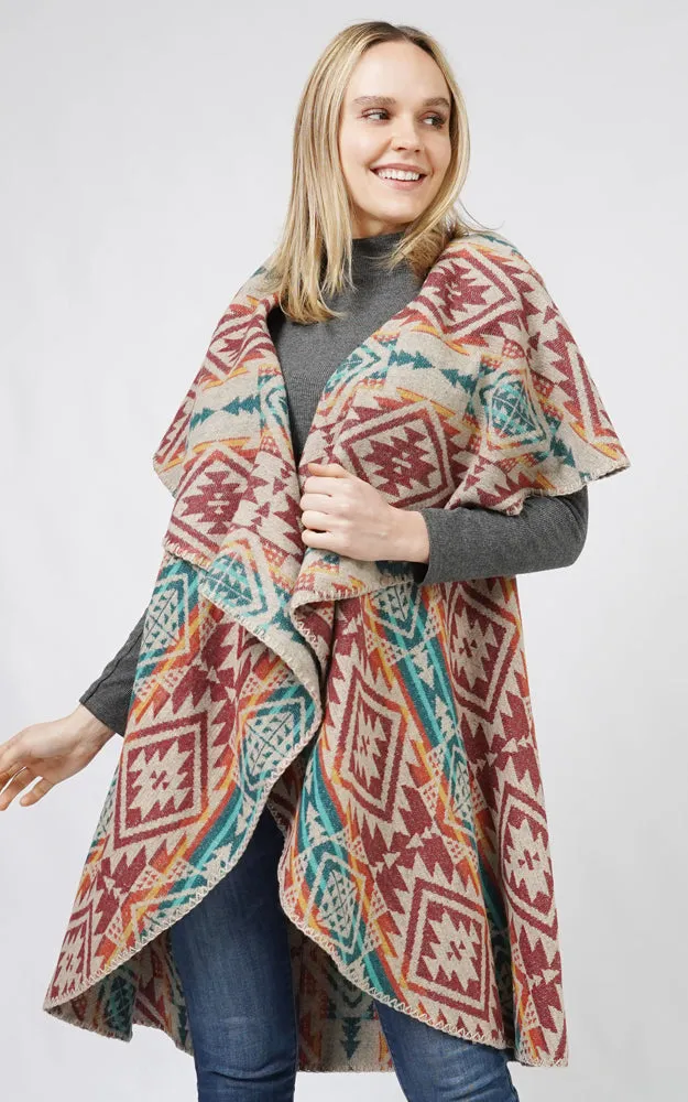 EVT10688 AZTEC REVERSIBLE ROUND SHAWL VEST