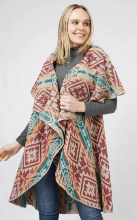 EVT10688 AZTEC REVERSIBLE ROUND SHAWL VEST