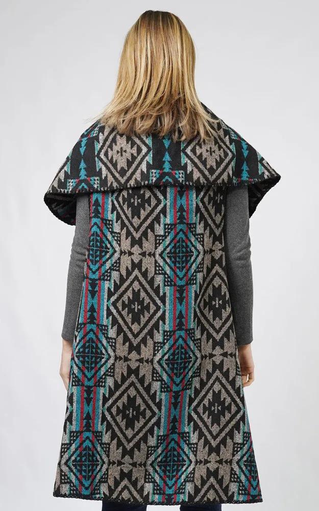 EVT10688 AZTEC REVERSIBLE ROUND SHAWL VEST
