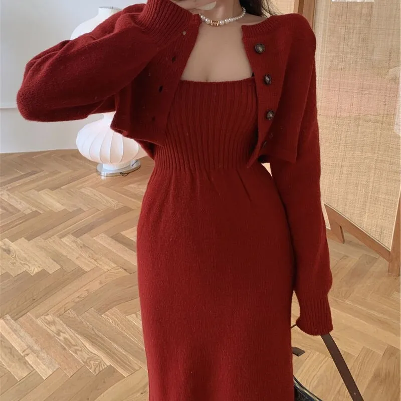 Fallon Knitted Dress with Cardigan
