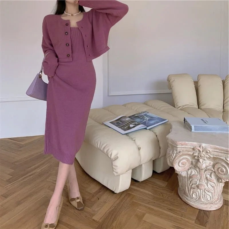 Fallon Knitted Dress with Cardigan