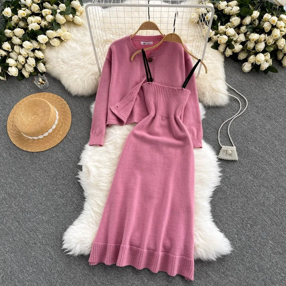 Fallon Knitted Dress with Cardigan
