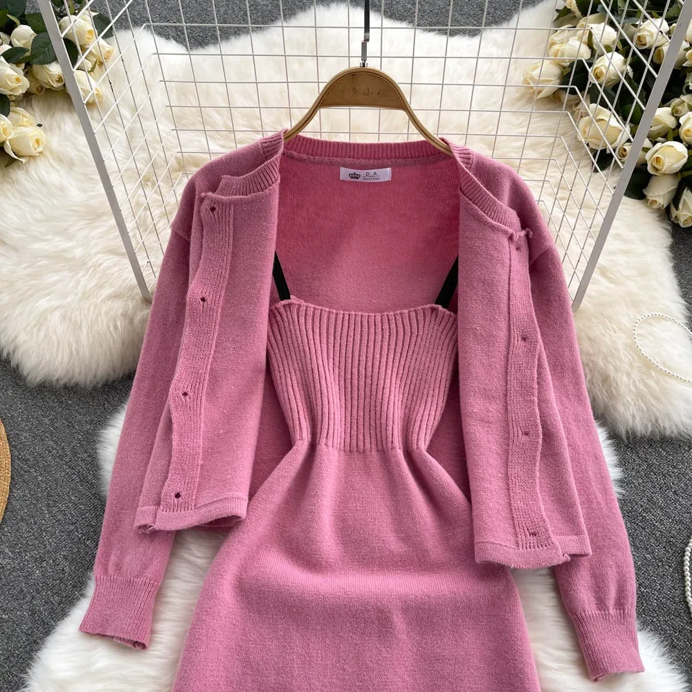 Fallon Knitted Dress with Cardigan