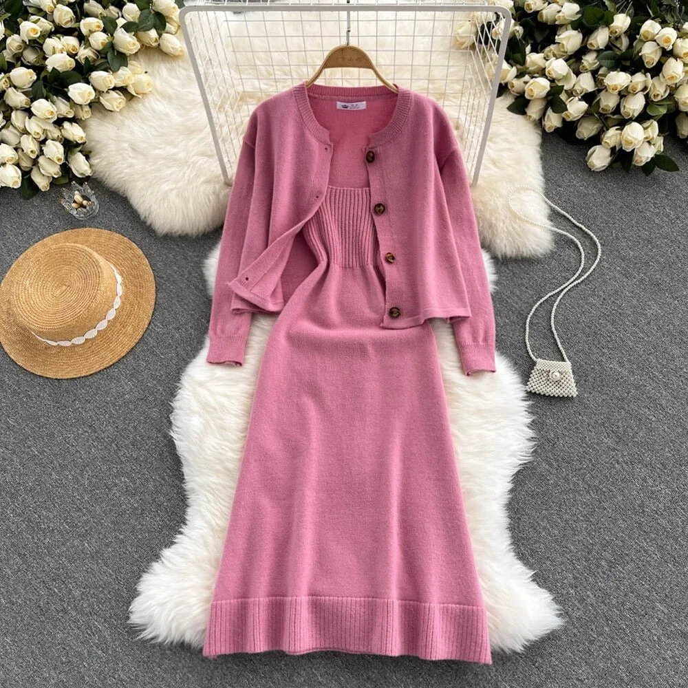 Fallon Knitted Dress with Cardigan