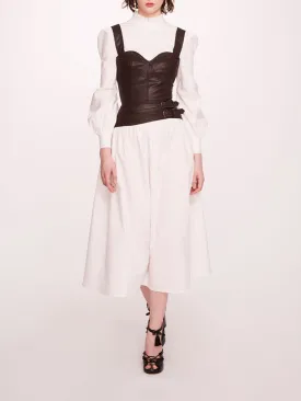 Faux Leather Poplin Corset Dress