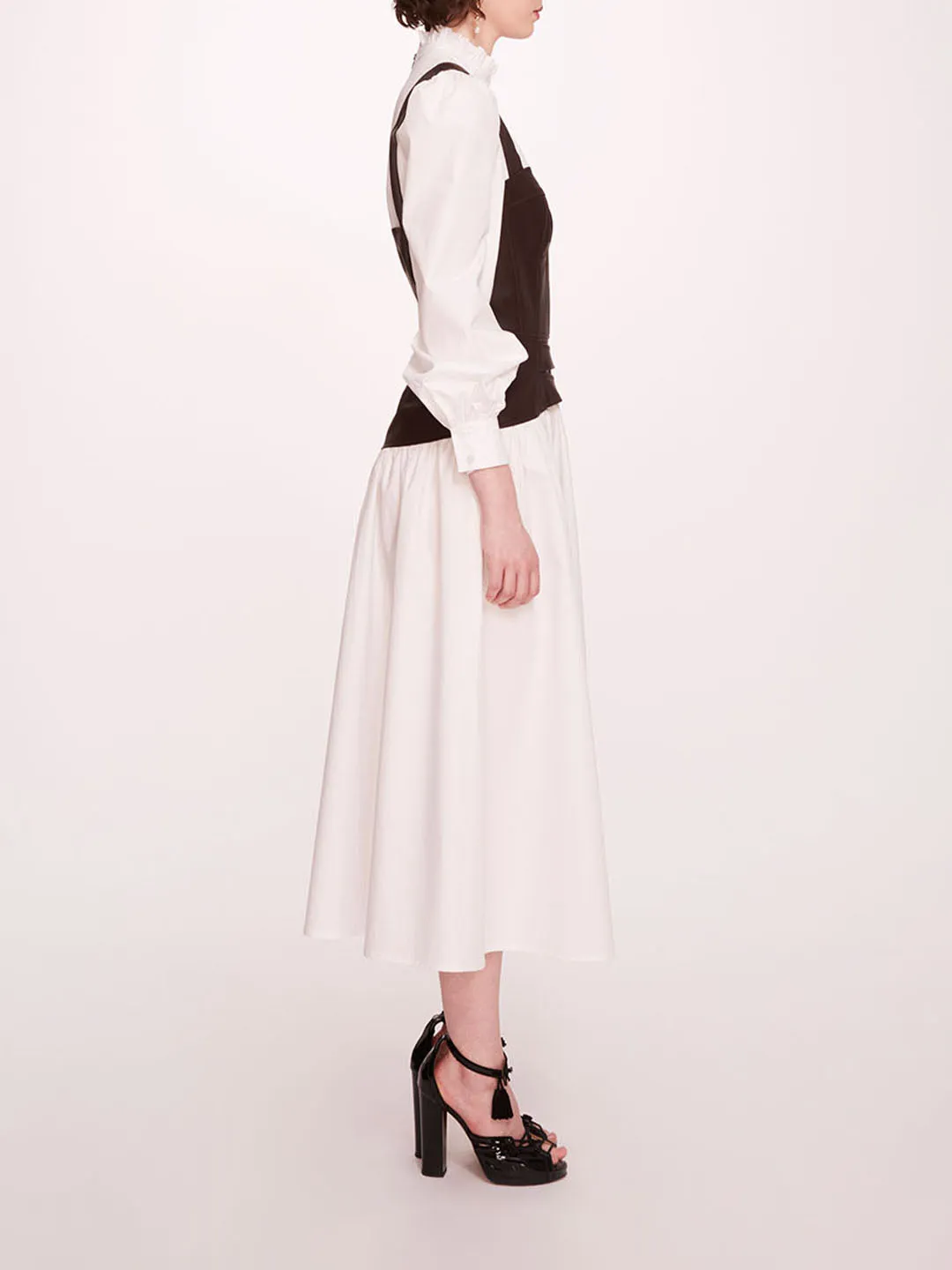 Faux Leather Poplin Corset Dress
