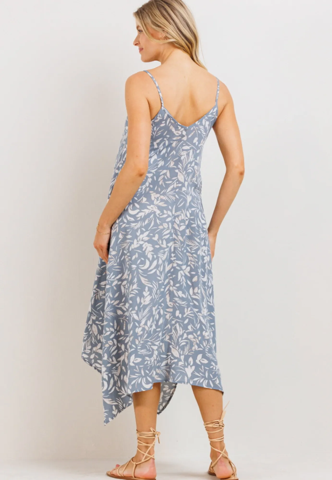Floral Printed Uneven Hem Maternity Dress