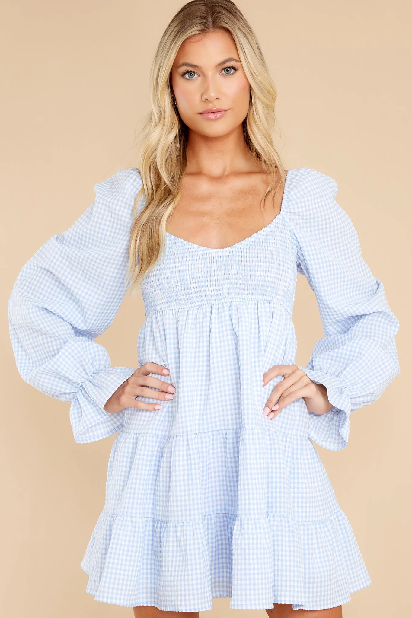 For My Darling Dusty Blue Gingham Dress