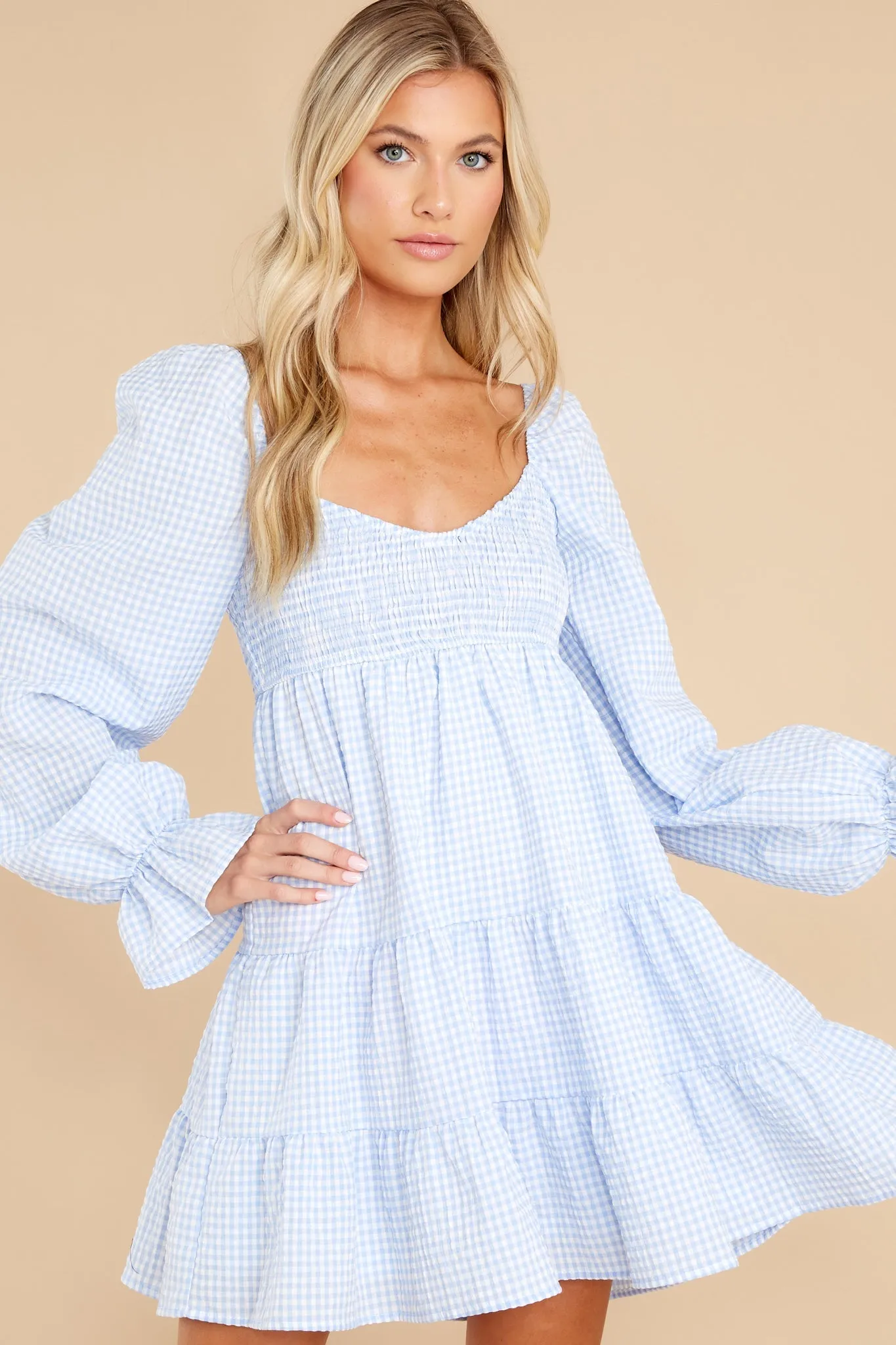 For My Darling Dusty Blue Gingham Dress