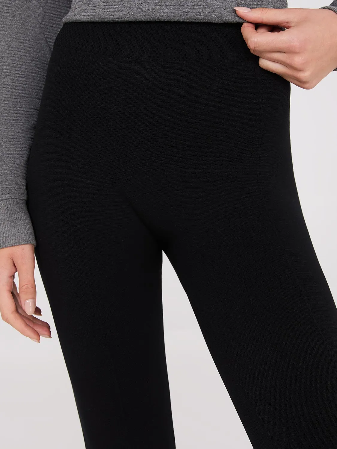 Front Pintuck Fleece Lined Leggings