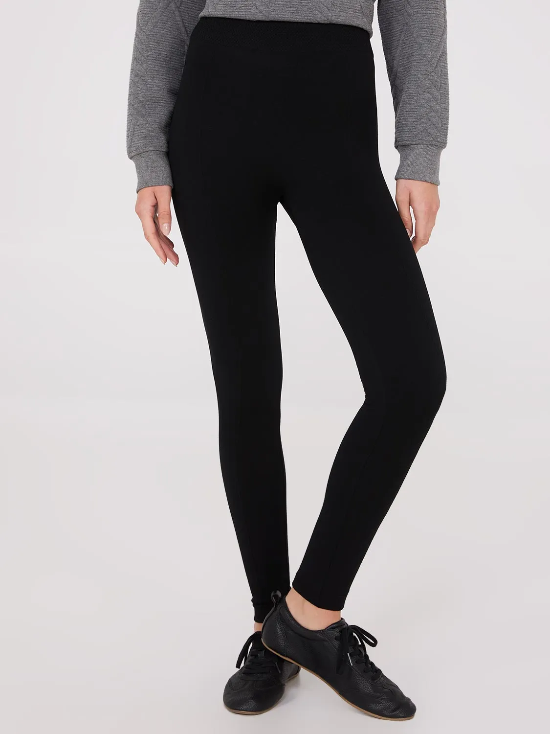 Front Pintuck Fleece Lined Leggings