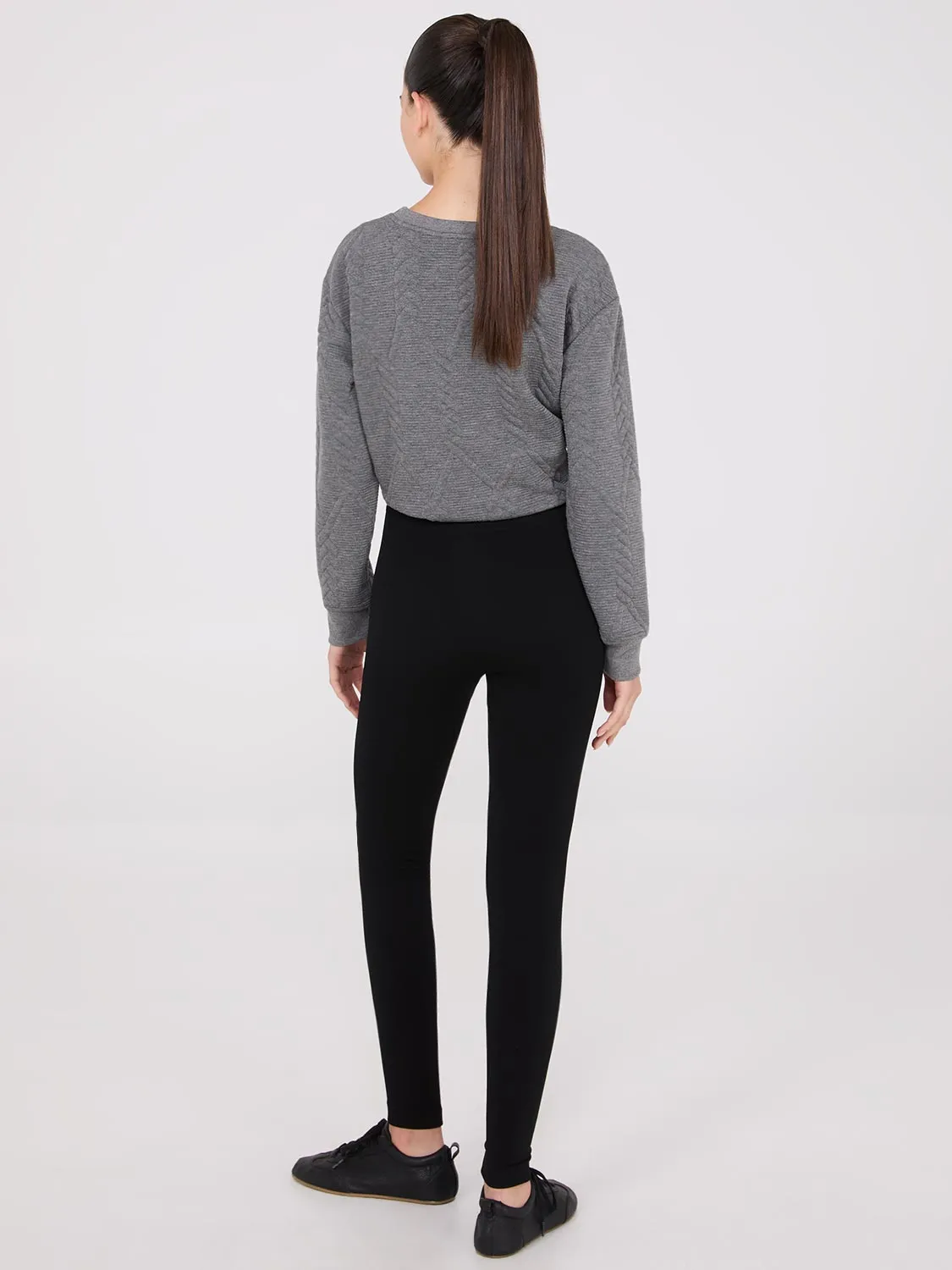 Front Pintuck Fleece Lined Leggings