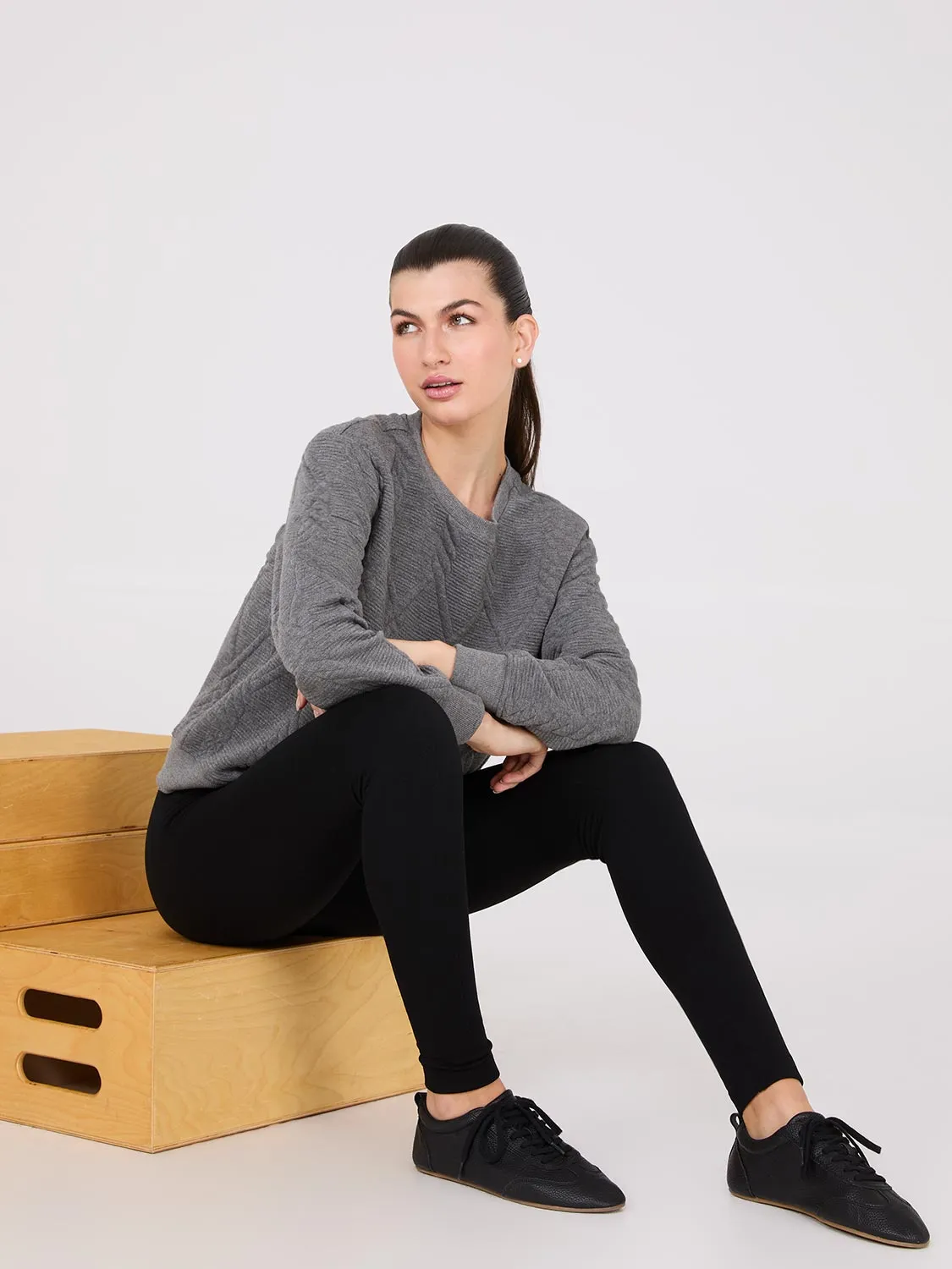 Front Pintuck Fleece Lined Leggings