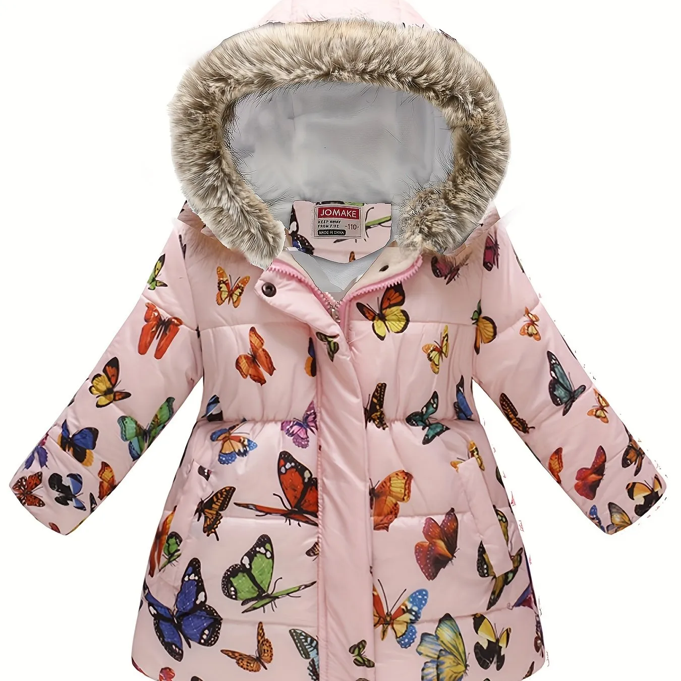 Girl's Flower Print Puffer Coat