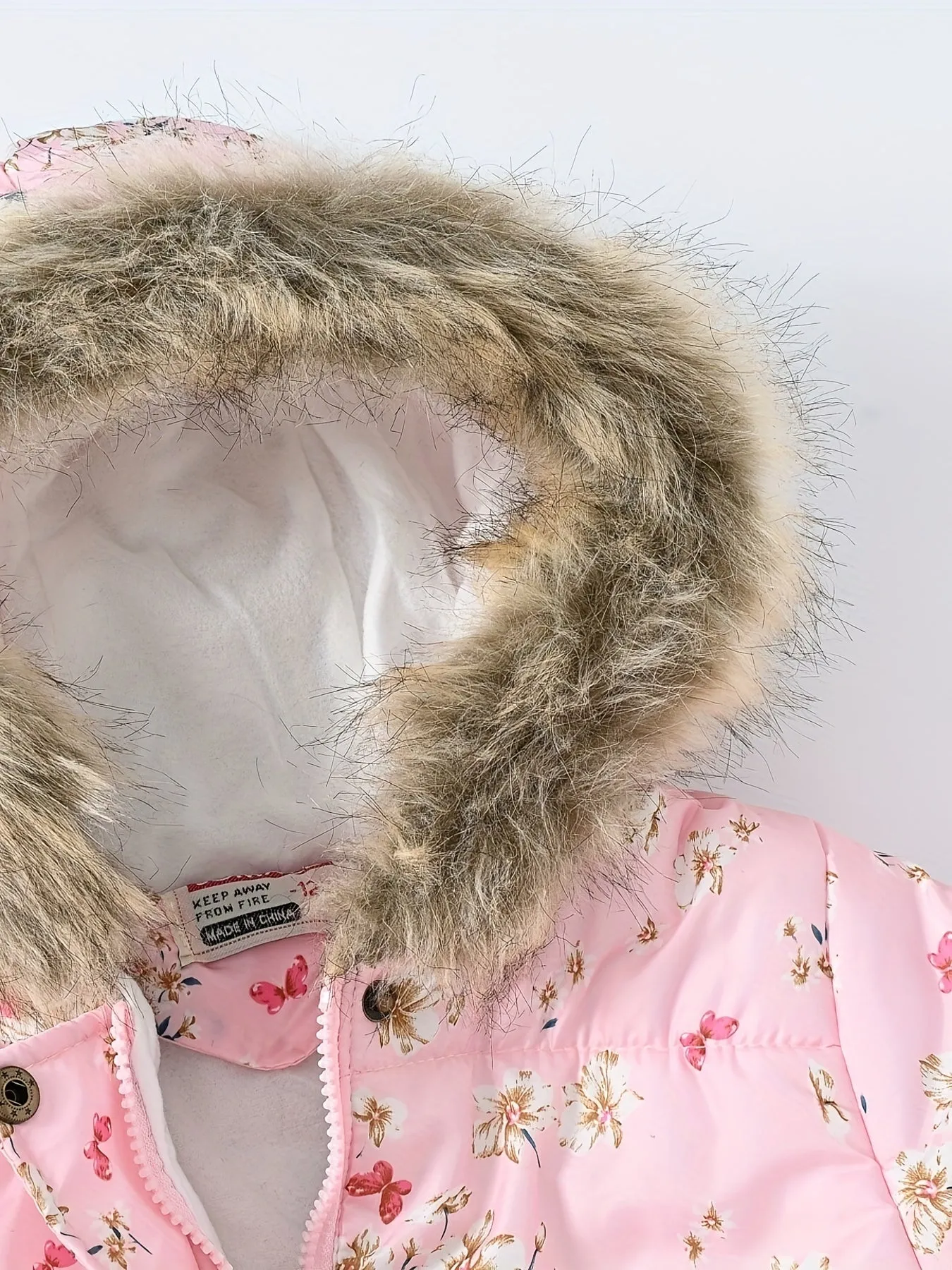 Girl's Flower Print Puffer Coat