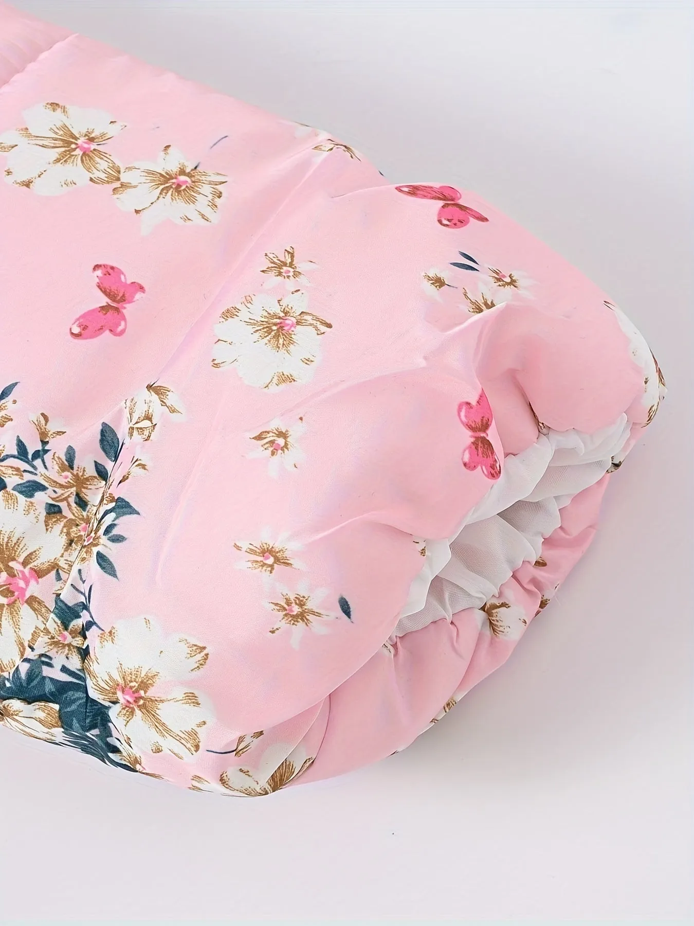 Girl's Flower Print Puffer Coat
