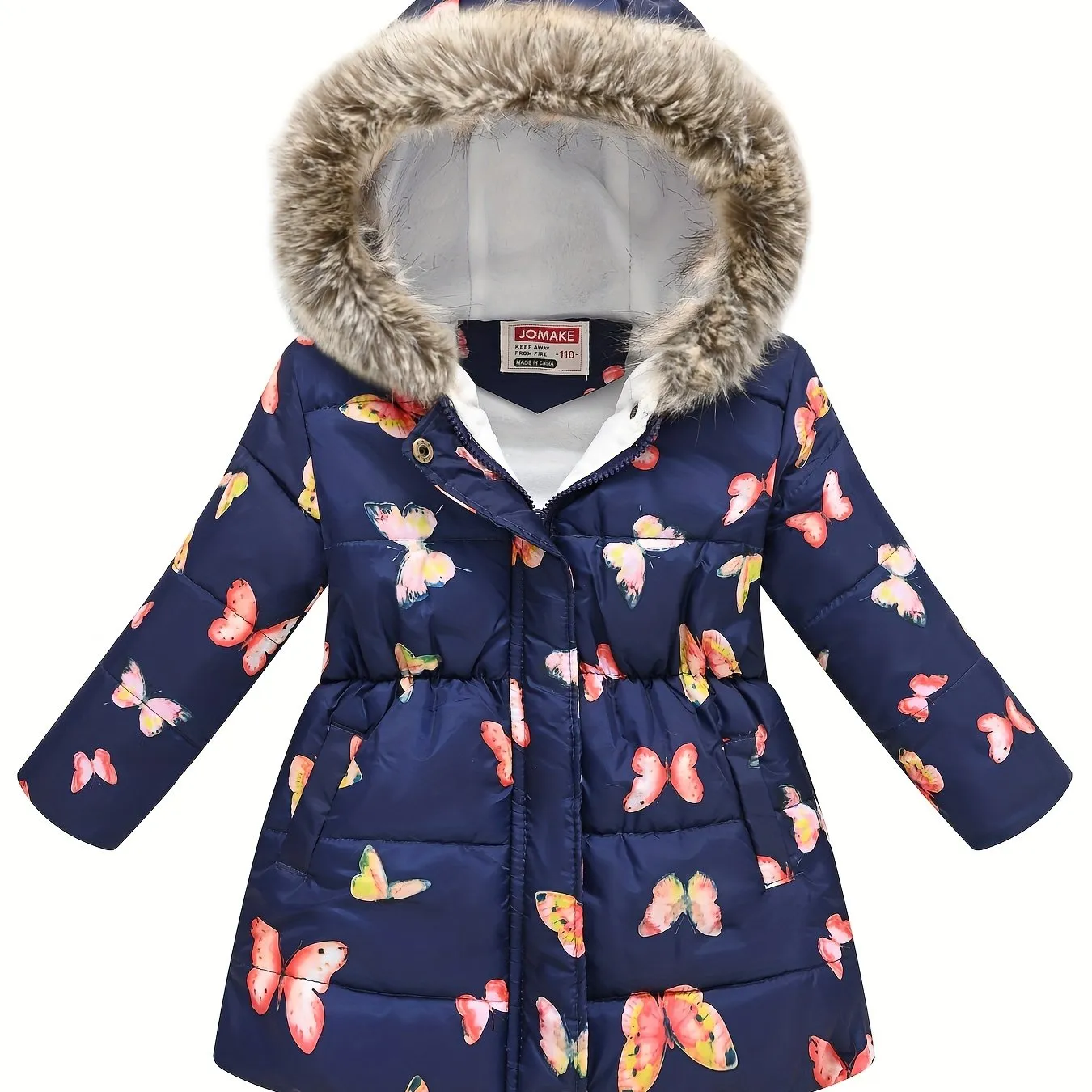Girl's Flower Print Puffer Coat