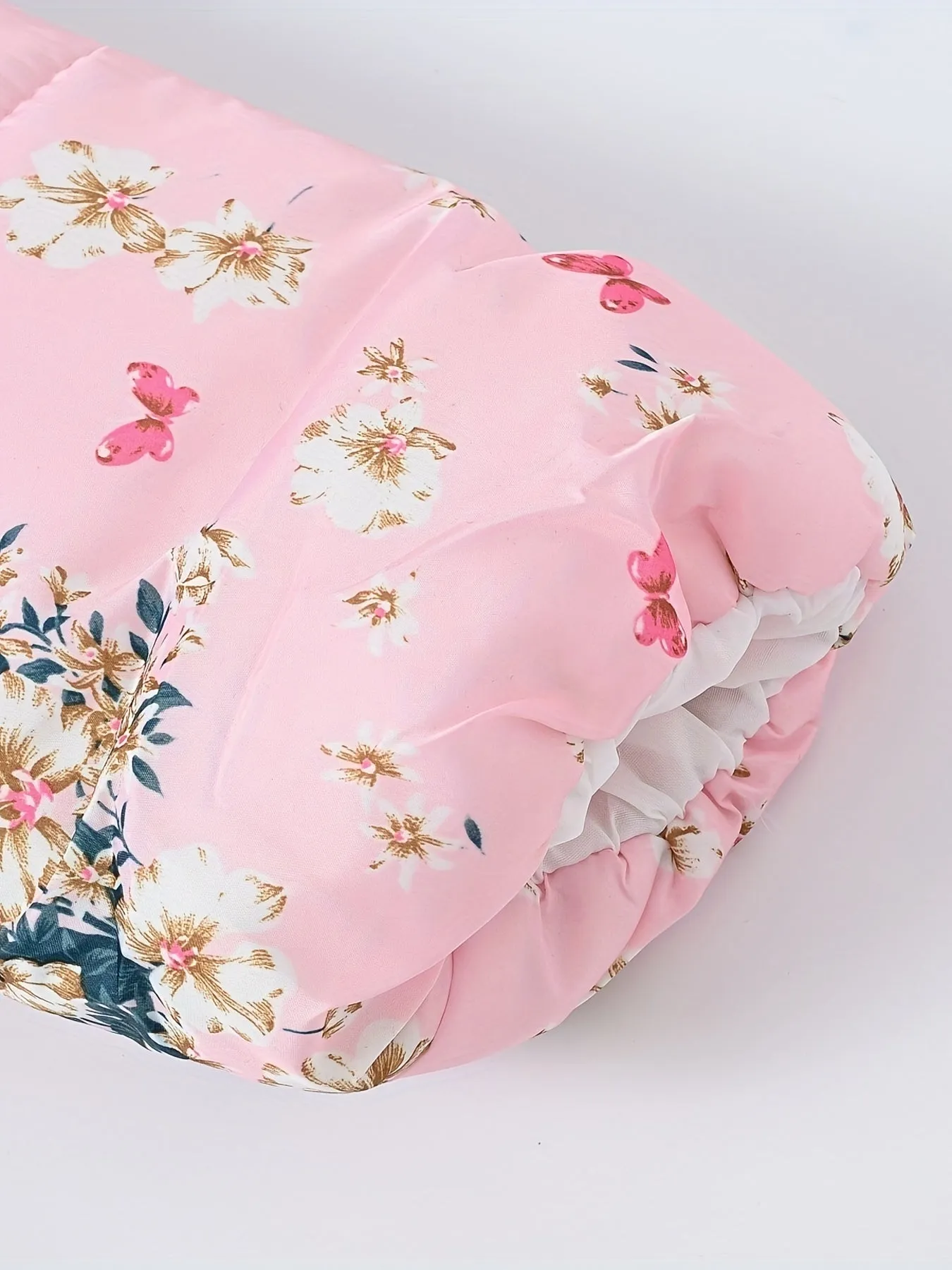 Girl's Flower Print Puffer Coat