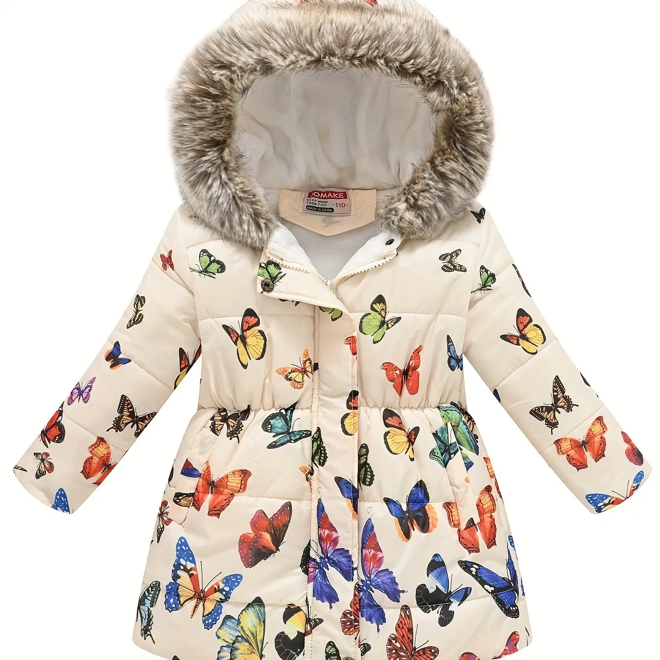 Girl's Flower Print Puffer Coat