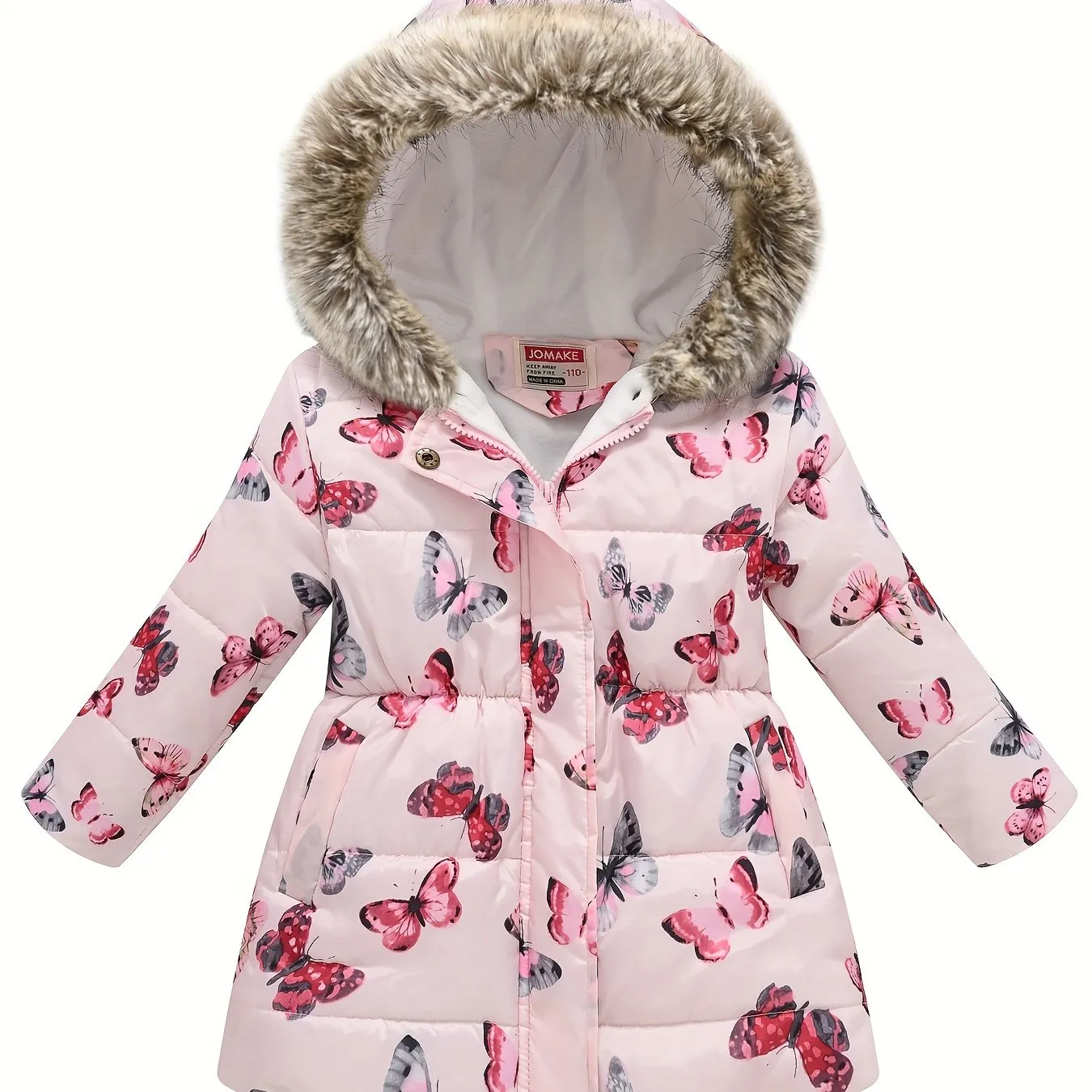 Girl's Flower Print Puffer Coat