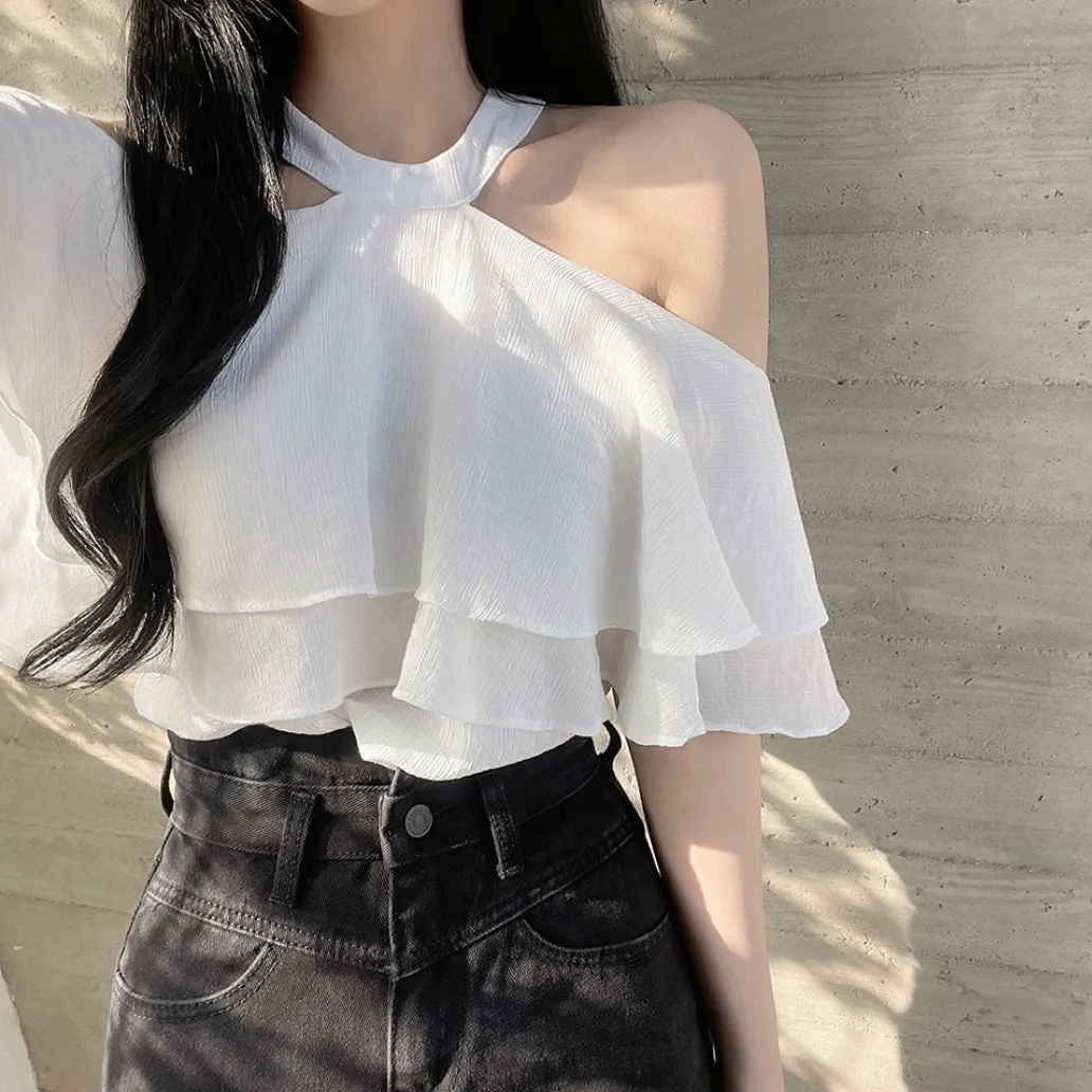Halter-Neck Frill Blouse