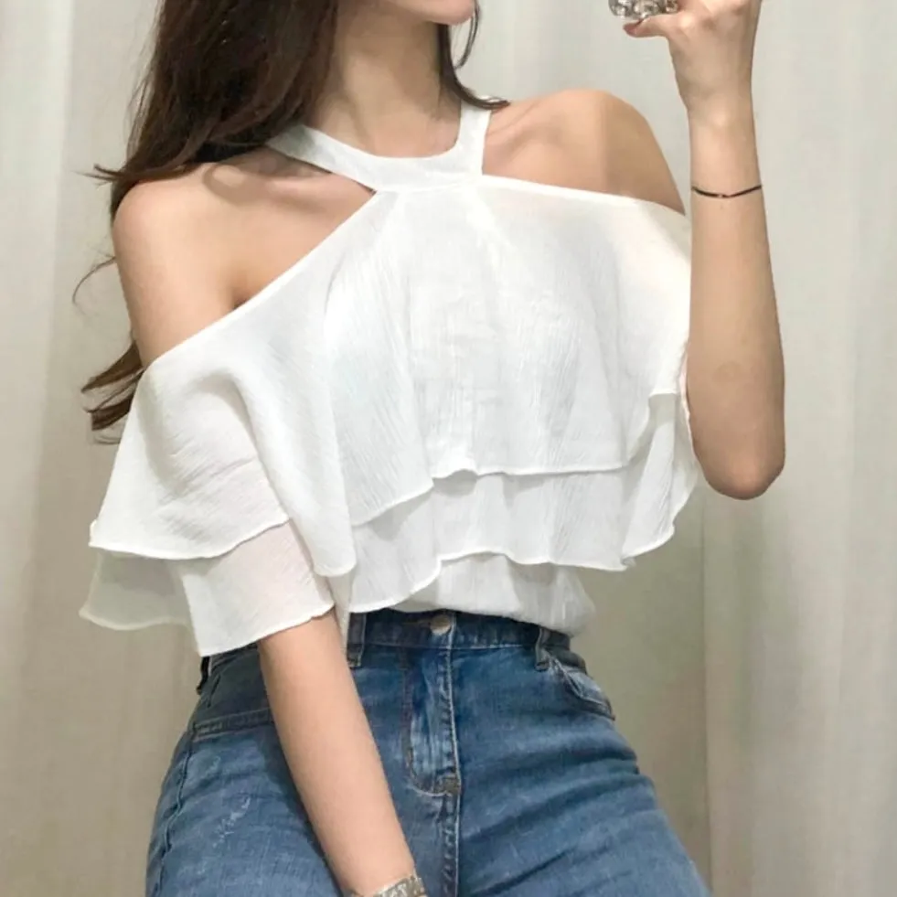 Halter-Neck Frill Blouse
