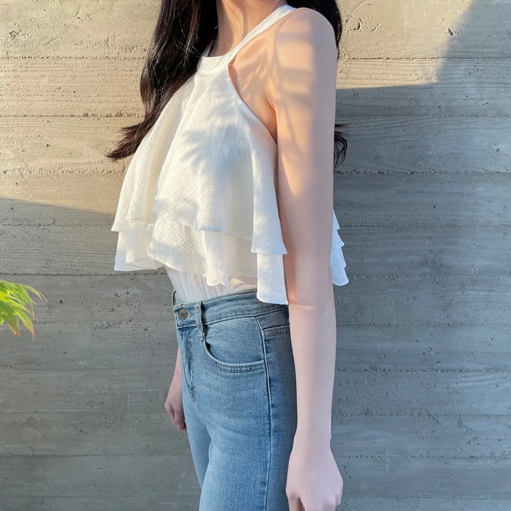 Halter-Neck Frill Blouse