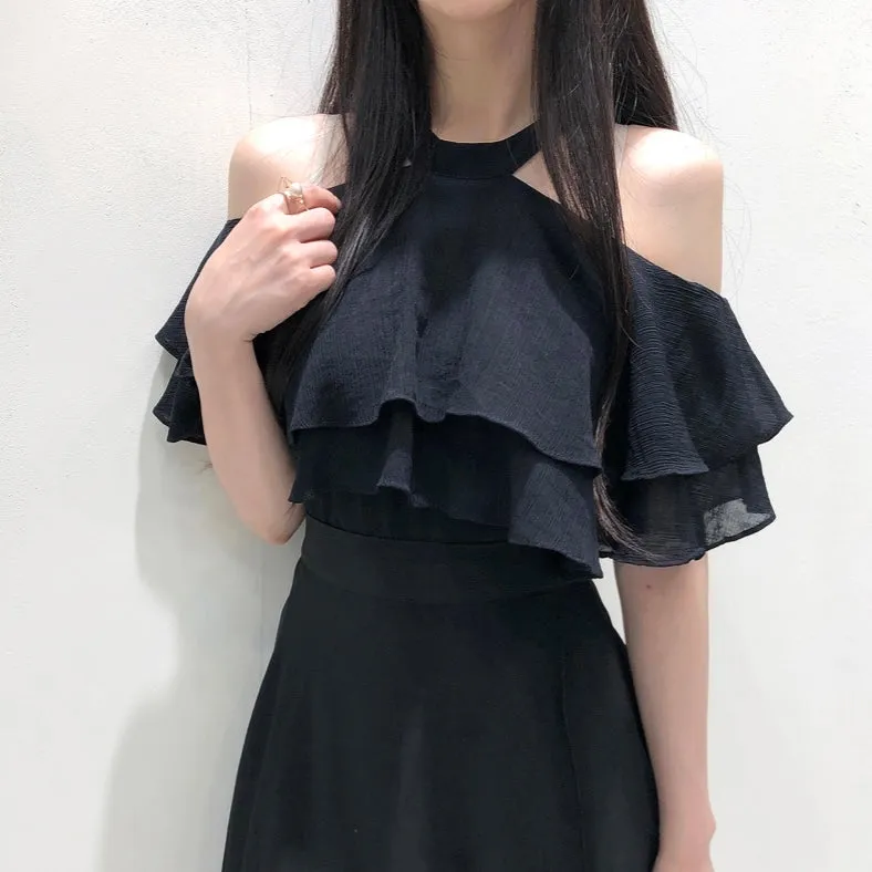 Halter-Neck Frill Blouse