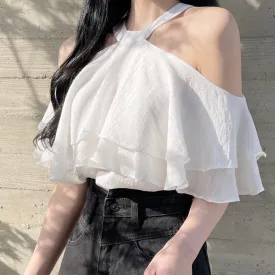 Halter-Neck Frill Blouse