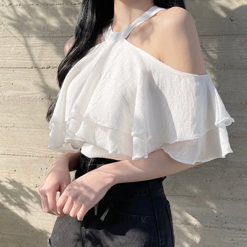 Halter-Neck Frill Blouse