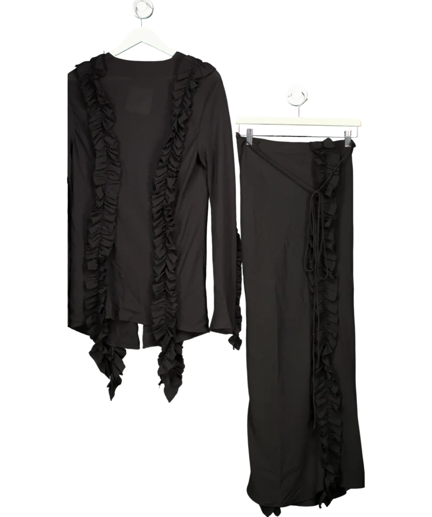 H&M Black Studio Collection Ruffled 2-piece Skirt And Blouse Set UK L