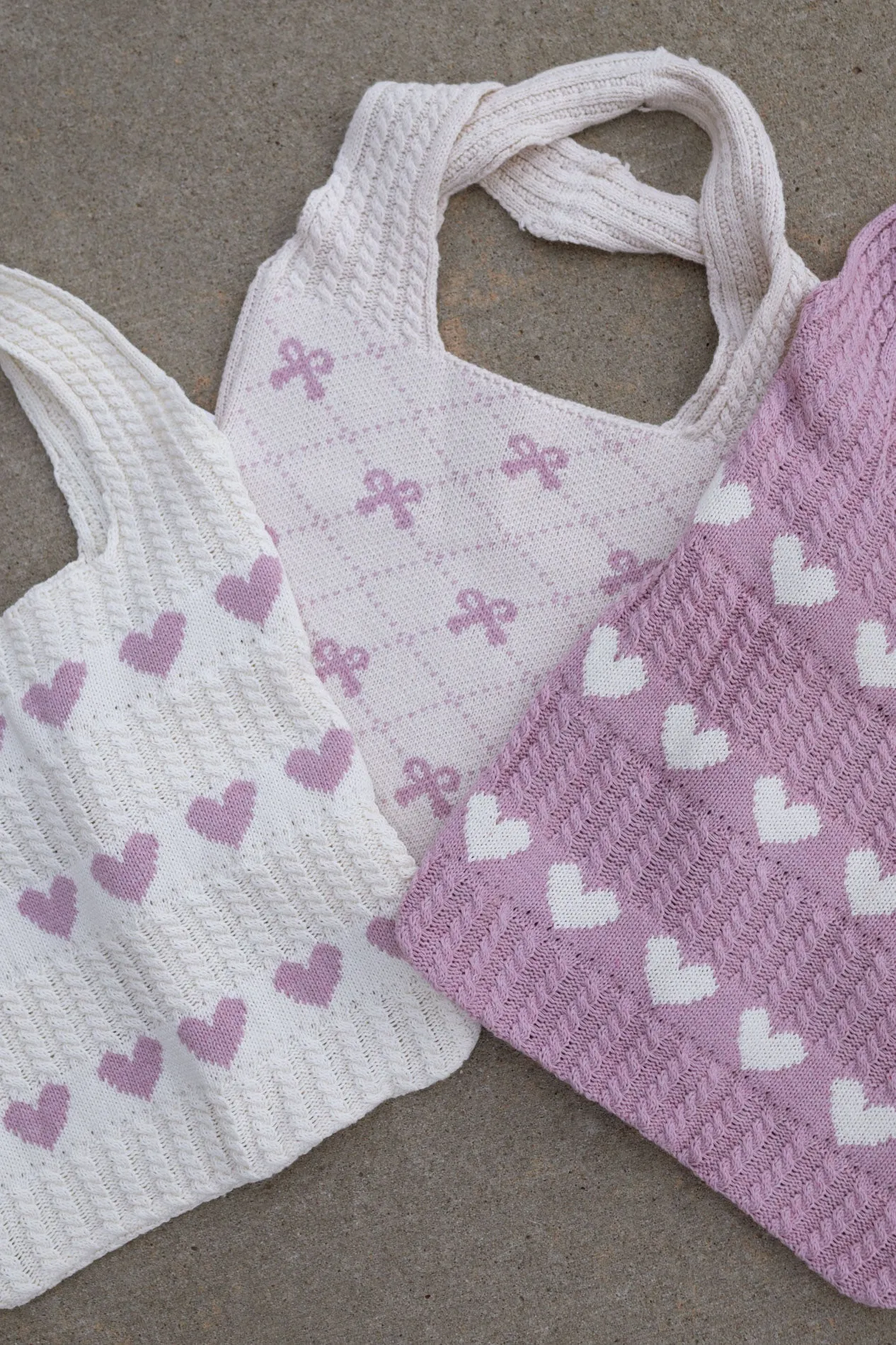 Heart Crochet Hand Bag- Mauve