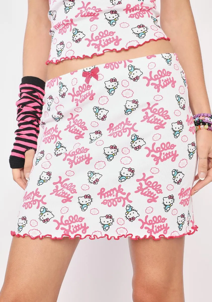 Hello Kitty Print Mini Skirt