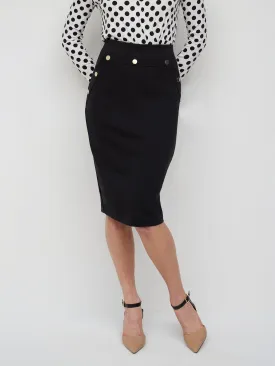 High-Waisted Button-Front Ponte Pencil Skirt - Superflex